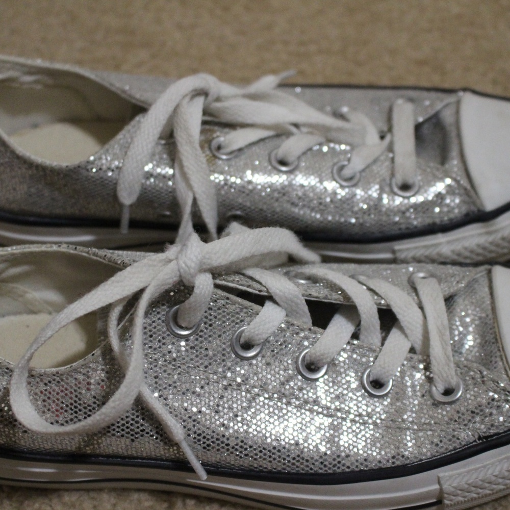 Silver Sequined Converse - Picture 2 of 4